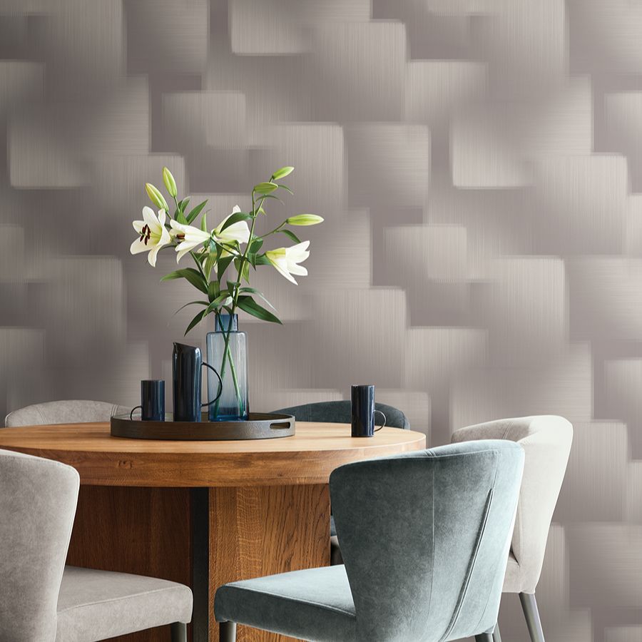 Silk Madras Grey Abstract Geometric Wallpaper - detail room view - York Wallcoverings 4228-84127 - York Wallcoverings Wallpaper