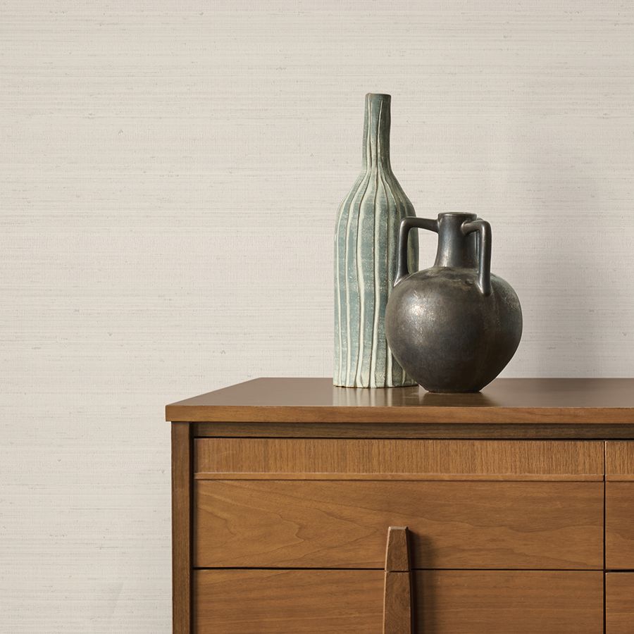 Fine Silk Bone Faux Fabric Wallpaper - room view - York Wallcoverings 4228-84130 - York Wallcoverings Wallpaper