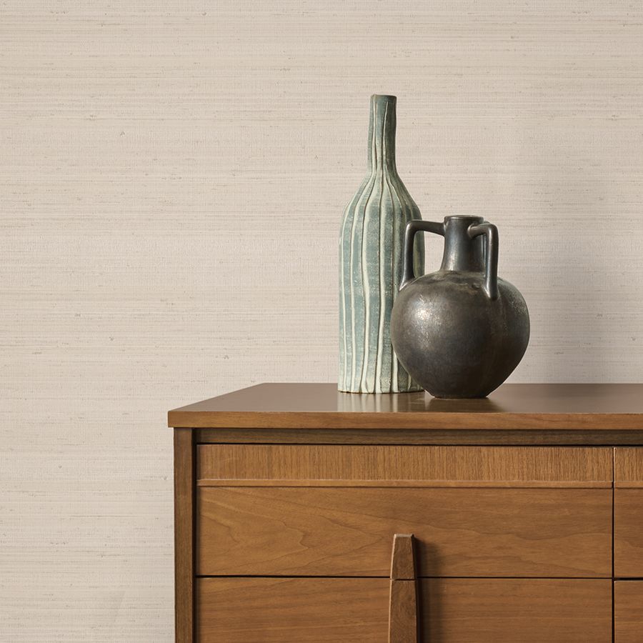 Fine Silk Beige Faux Fabric Wallpaper - room view - York Wallcoverings 4228-84131 - York Wallcoverings Wallpaper