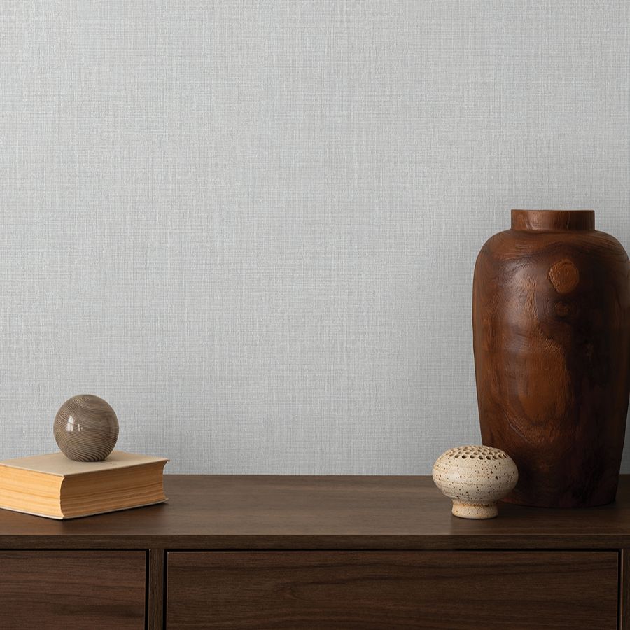 Georgette Light Grey Faux Fabric Wallpaper - room view - York Wallcoverings 4228-84160 - York Wallcoverings Wallpaper
