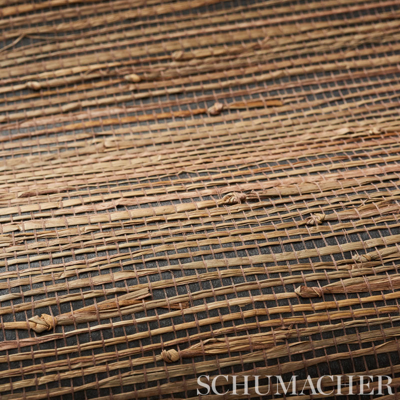 Bamba Rushcloth Ash wallpaper by Schumacher, 5002842 — view 3 - Schumacher Papel pintado
