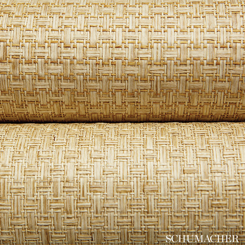 Goza Weave Wheat wallpaper by Schumacher, 5002990 — view 2 - Schumacher Wallpaper