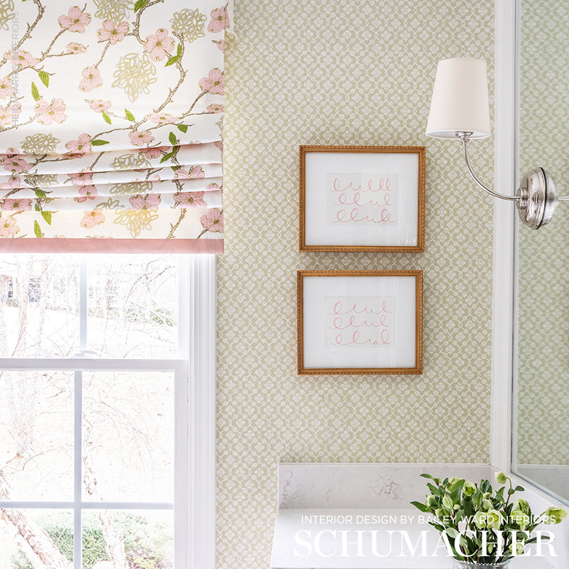 Harbury Trellis Willow wallpaper by Schumacher, 5004143 — view 2 - Schumacher Wallpaper