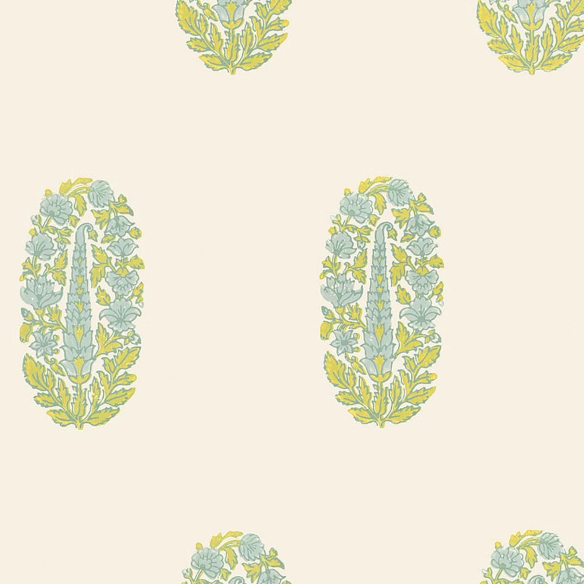 Askandra Flower - Pear & Water Blue - Schumacher 5005312 Wallcovering - Schumacher Wallpaper