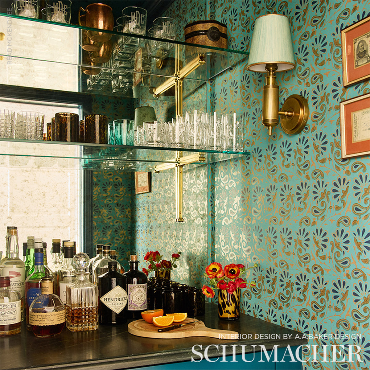 RAMPURA-TURQUOISE-SCHUMACHER-5005343 - Schumacher Wallpaper