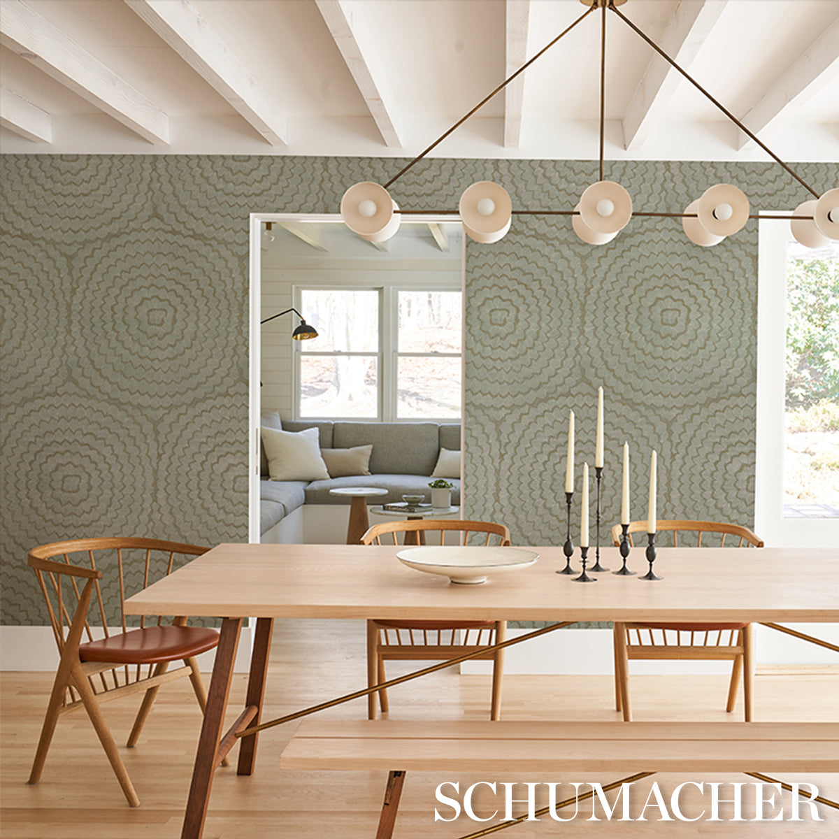 Feather Bloom Sisal - Seaglass - Schumacher 5006079 Wallpaper - Schumacher Wallpaper