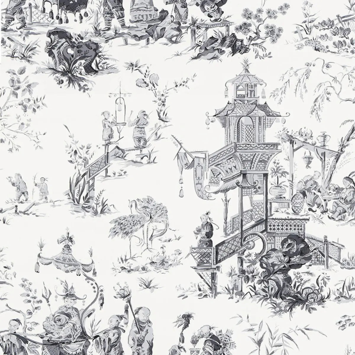 Chinois - Smoke - Schumacher 5007000 Wallcovering - Schumacher Wallpaper