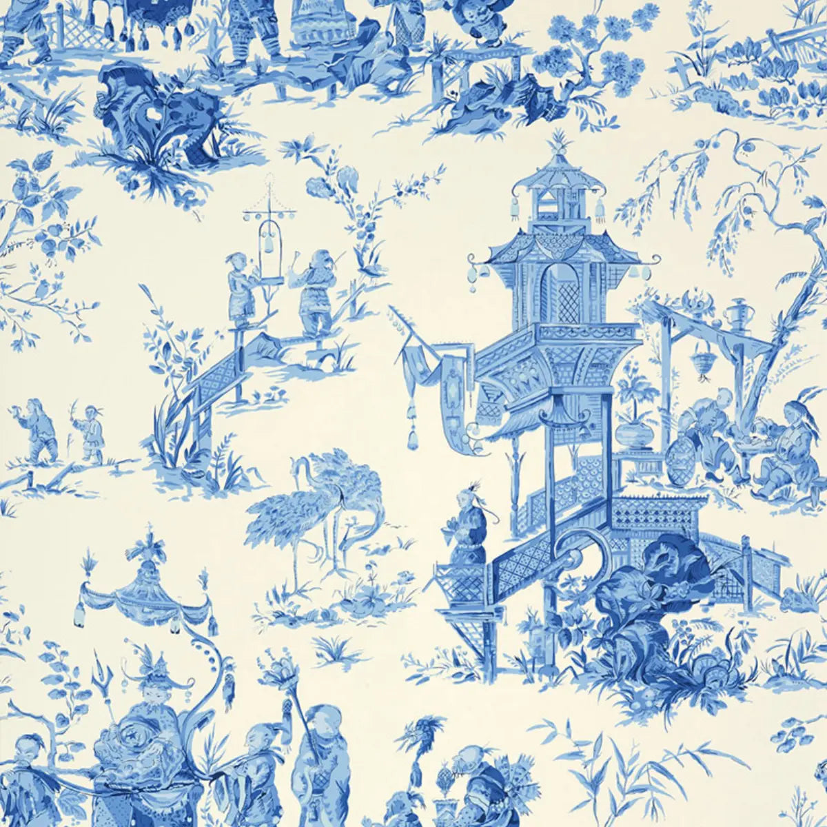 Chinois - China Blue - Schumacher 5007002 Wallcovering - Schumacher Wallpaper