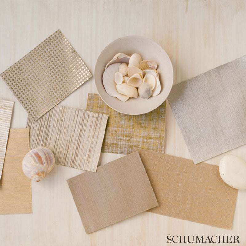 Burnished Raffia Burnished Gold wallpaper by Schumacher, 5007821 — view 2 - Schumacher Wallpaper