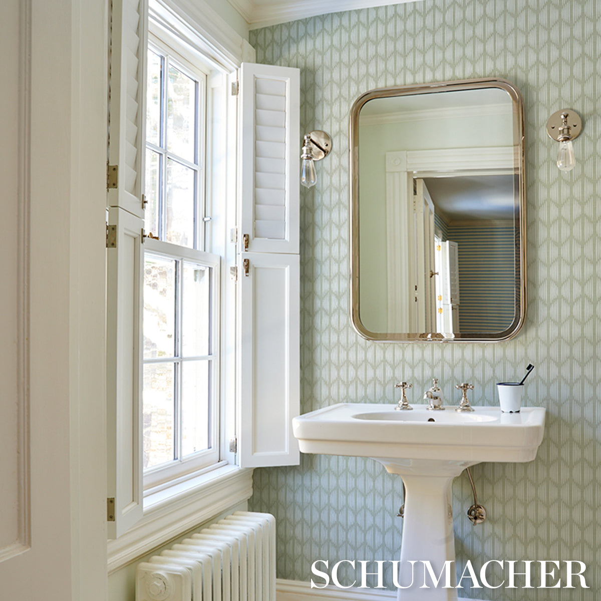 Ovington Sisal - Celadon - Schumacher 5008275 Wallpaper - Schumacher Wallpaper