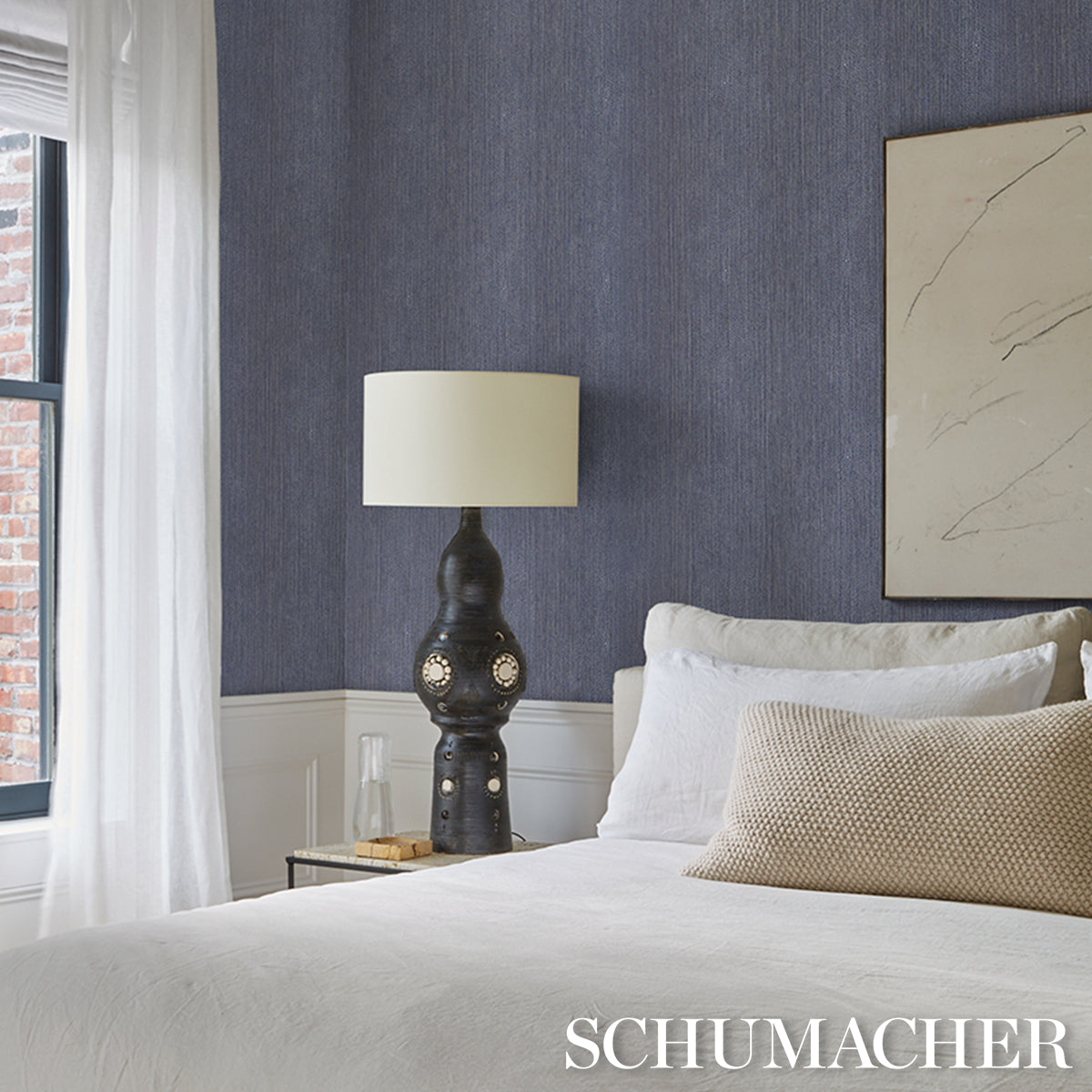 Carlisle - Blue - Schumacher 5008482 Wallpaper - Schumacher Wallpaper