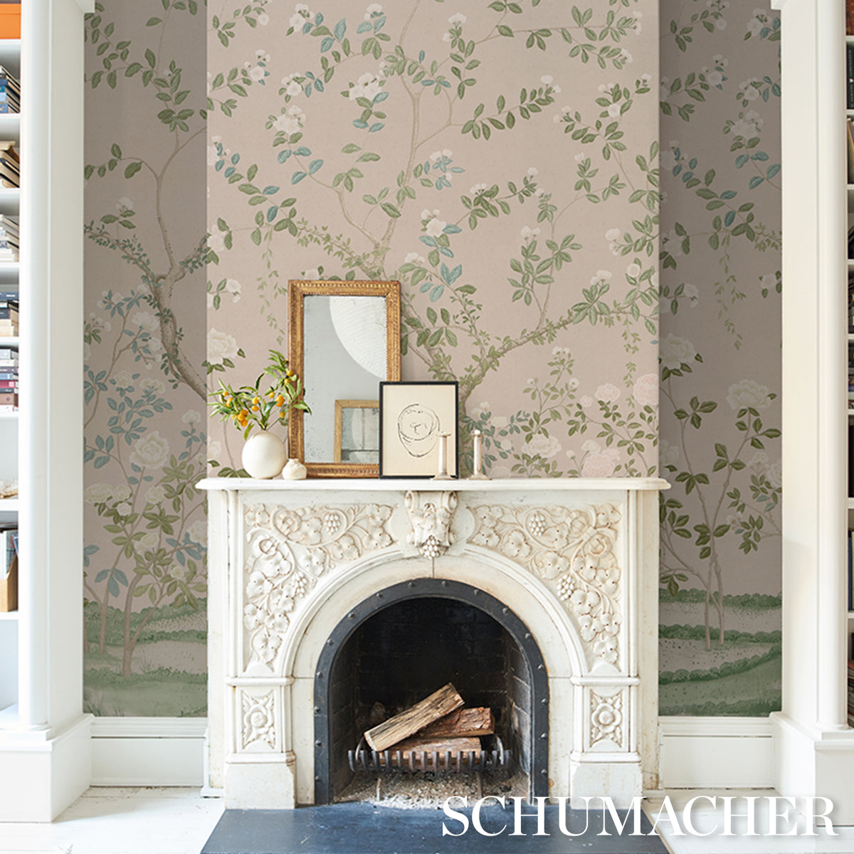 Madame De Pompadour Panel Set - Natural - Schumacher 5008546 Wallpaper - Schumacher Wallpaper