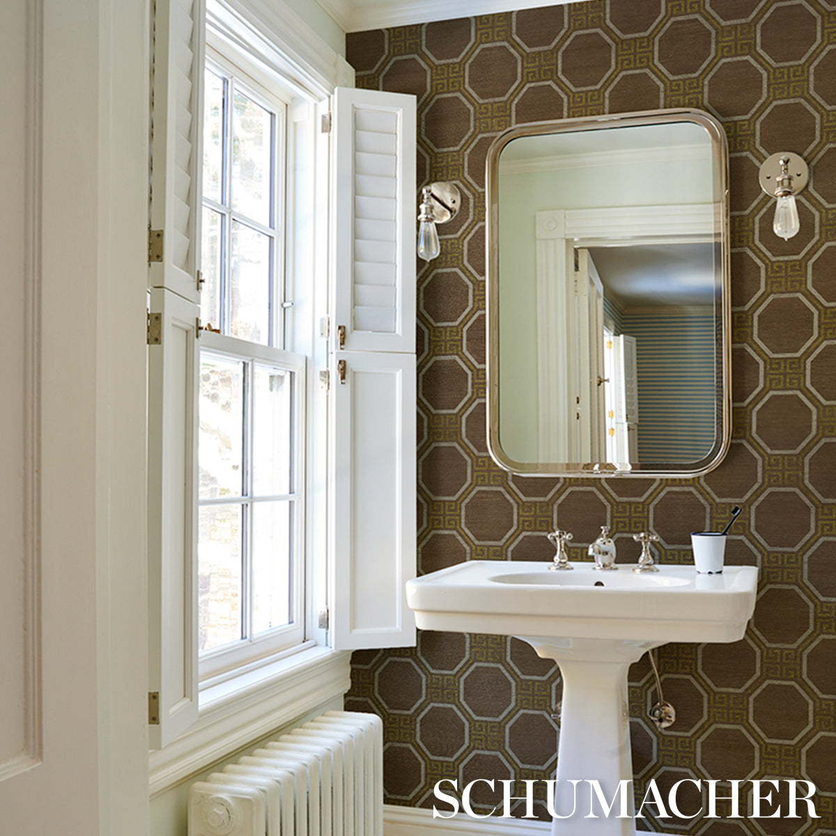 Octavia Sisal - Sepia - Schumacher 5008938 Wallpaper - Schumacher Wallpaper