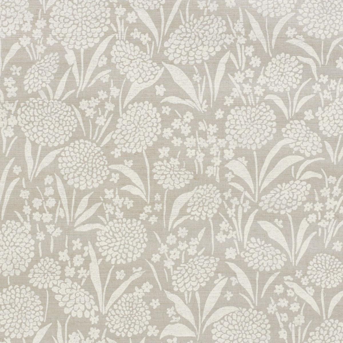 Chrysanthemum Hemp Shimmer - Moonstone - Schumacher 5009790 Wallcovering - Schumacher Wallpaper