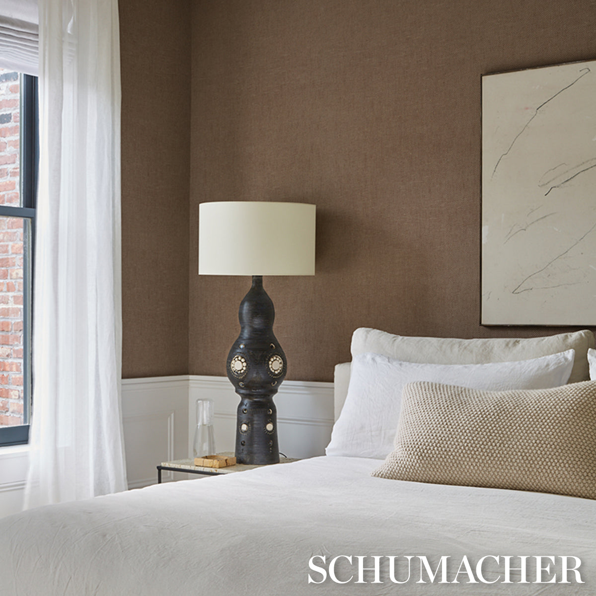Tonal Paperweave - Bark - Schumacher 5010298 Wallpaper - Schumacher Wallpaper
