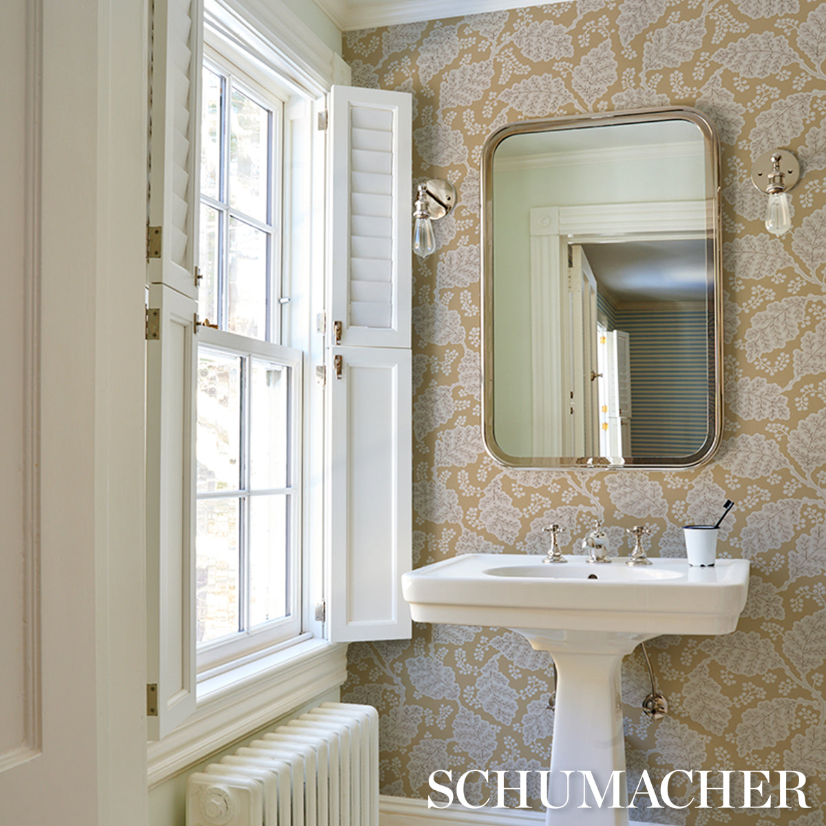 Estelle - Ochre - Schumacher 5010393 Wallpaper - Schumacher Wallpaper