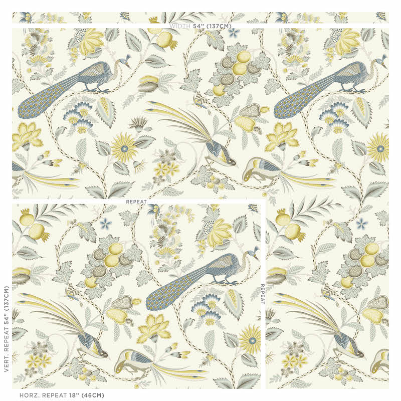 Campagne Cadet & Citron wallpaper by Schumacher, 5010510 — view 2 - Schumacher Wallpaper