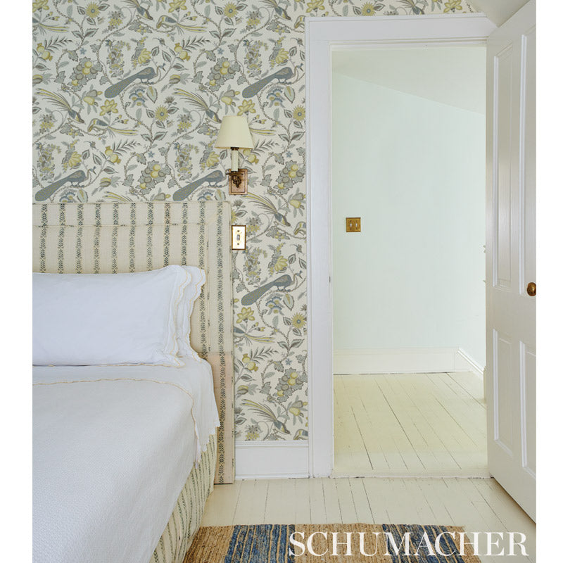 Campagne Cadet & Citron wallpaper by Schumacher, 5010510 — view 4 - Schumacher Wallpaper