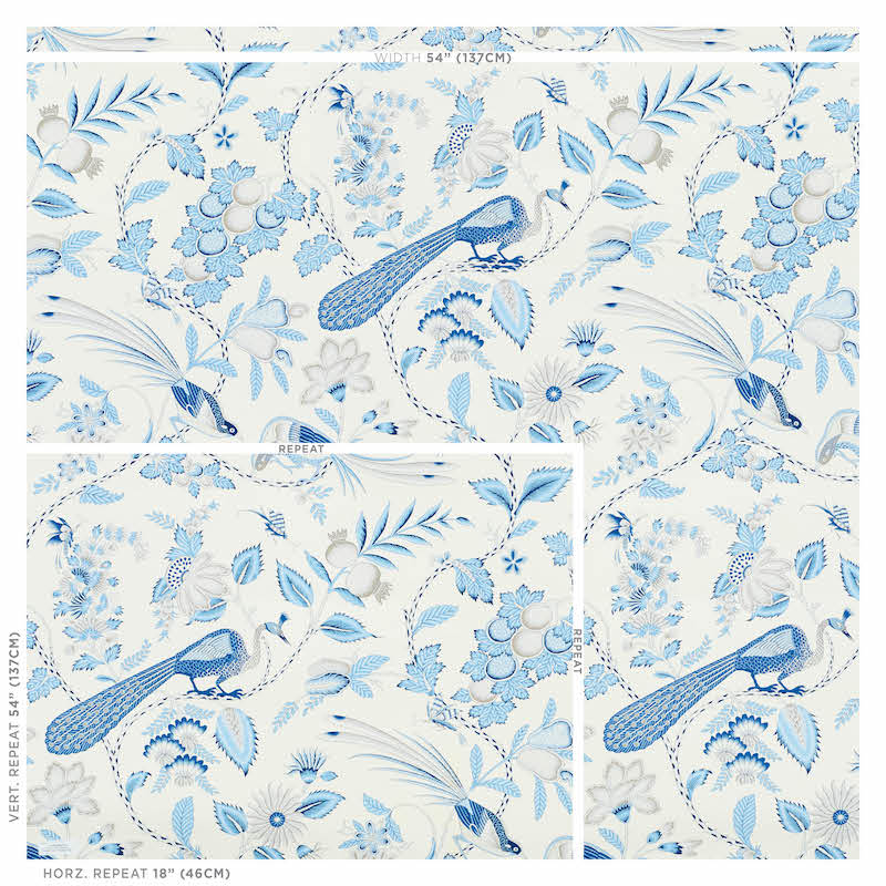 Campagne Bleu & Gris wallpaper by Schumacher, 5010511 — view 2 - Schumacher Wallpaper