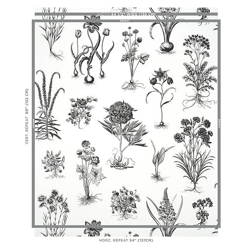 Cabot Botanical Large Ivory wallpaper by Schumacher, 5010640 — view 2 - Schumacher Wallpaper