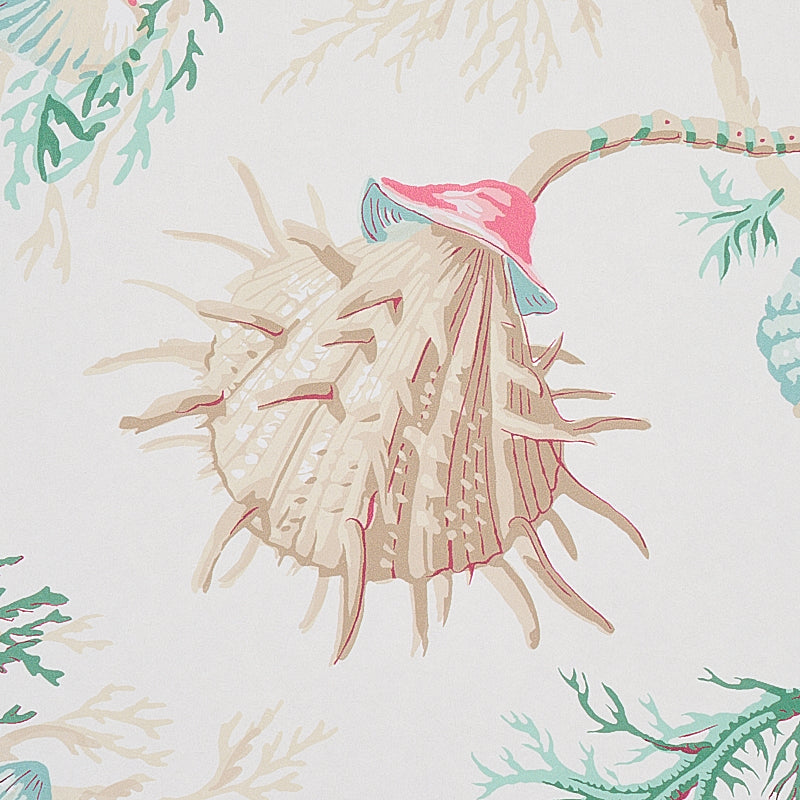 Del Tesoro Pink & Aqua wallpaper by Schumacher, 5010651 — view 4 - Schumacher Papel pintado