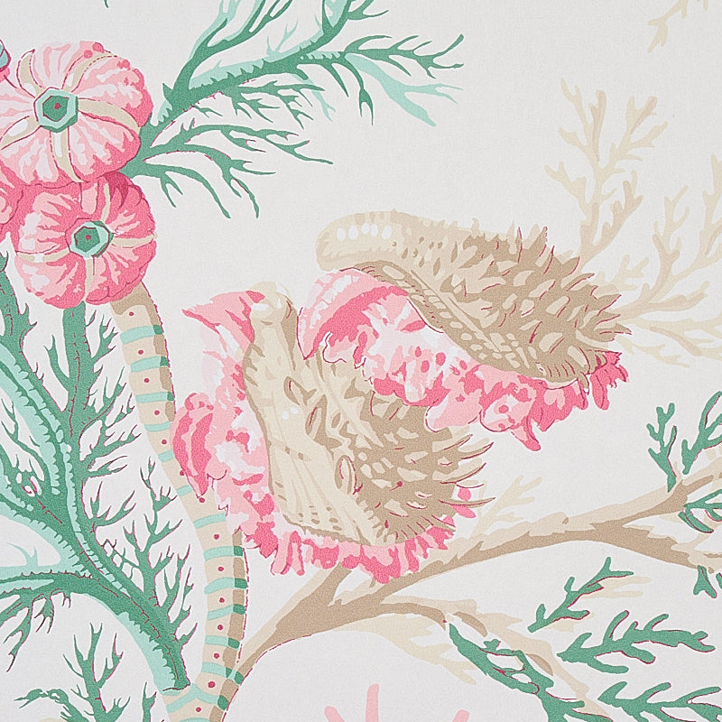 Del Tesoro Pink & Aqua wallpaper by Schumacher, 5010651 — view 5 - Schumacher Papel pintado
