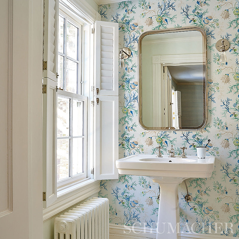 Del Tesoro Pink & Aqua wallpaper by Schumacher, 5010651 — view 6 - Schumacher Papel pintado