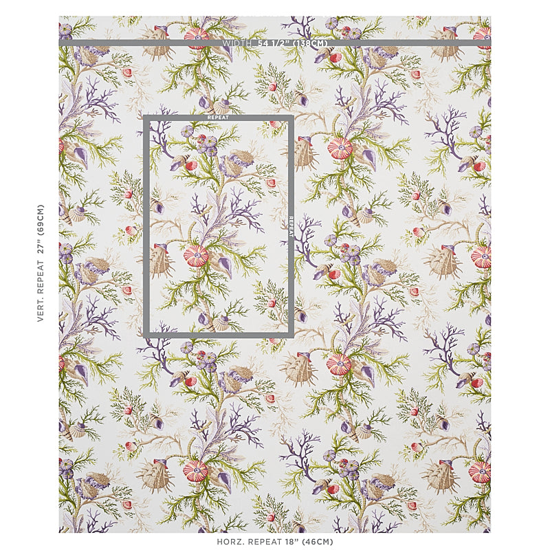 Del Tesoro Purple & Coral wallpaper by Schumacher, 5010652 — view 2 - Schumacher Wallpaper