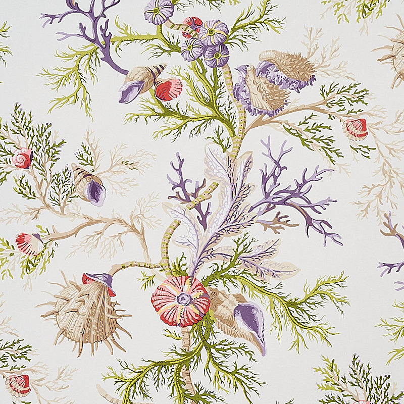 Del Tesoro Purple & Coral wallpaper by Schumacher, 5010652 — view 3 - Schumacher Wallpaper
