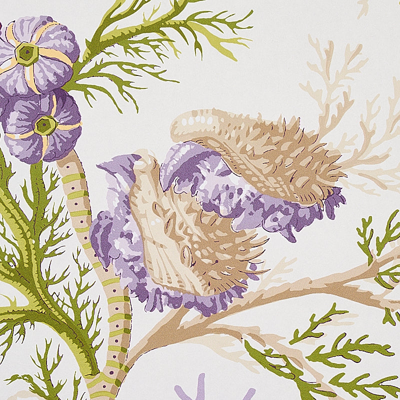 Del Tesoro Purple & Coral wallpaper by Schumacher, 5010652 — view 5 - Schumacher Wallpaper