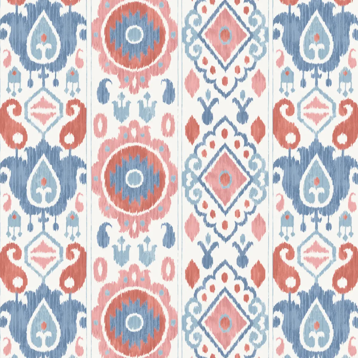 Elizia Ikat - Rose & Indigo - Schumacher 5010712 Wallcovering - Schumacher Wallpaper