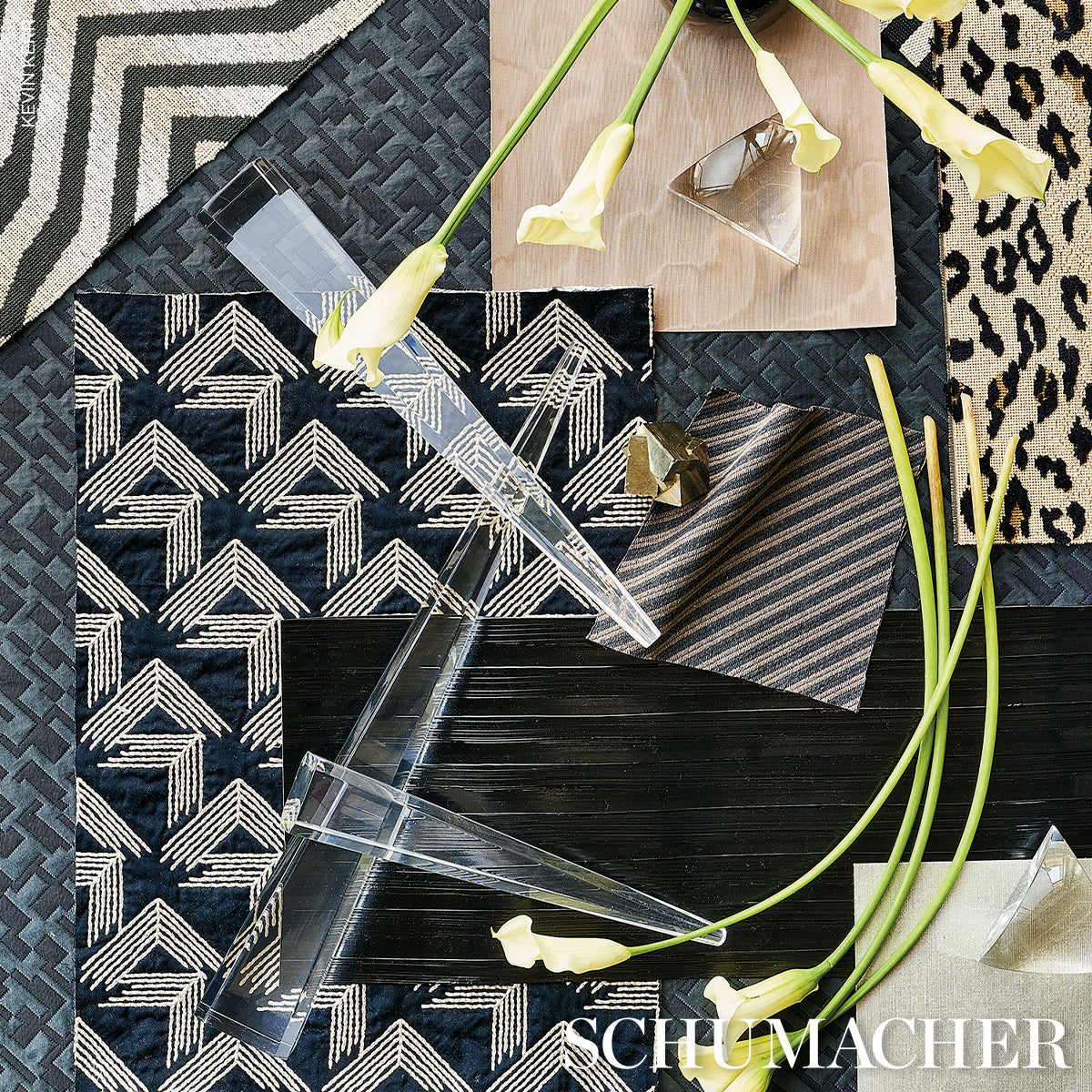 Dolomite Performance Black wallpaper by Schumacher, 5010740 — view 3 - Schumacher Papel pintado