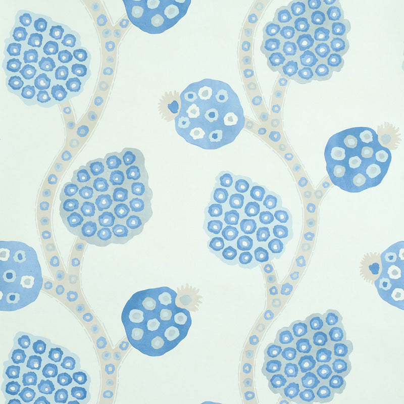 Annabel Warp Print Blue wallpaper by Schumacher, 5011771 - Schumacher Wallpaper