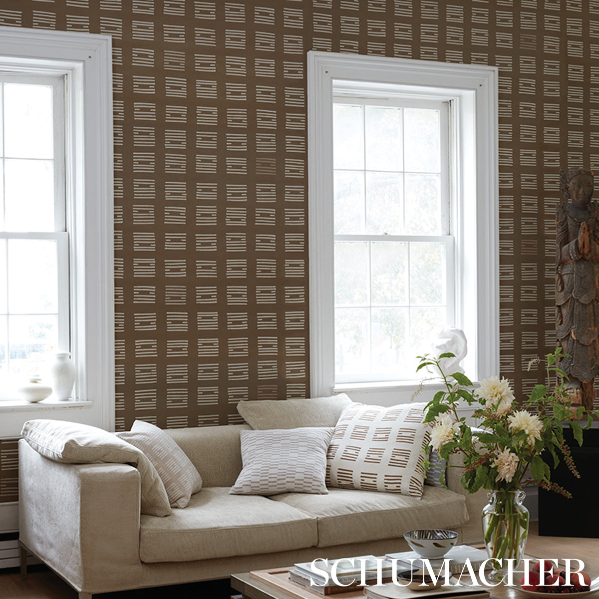 Tiasquam - Brown - Schumacher 5011824 Wallpaper - Schumacher Wallpaper