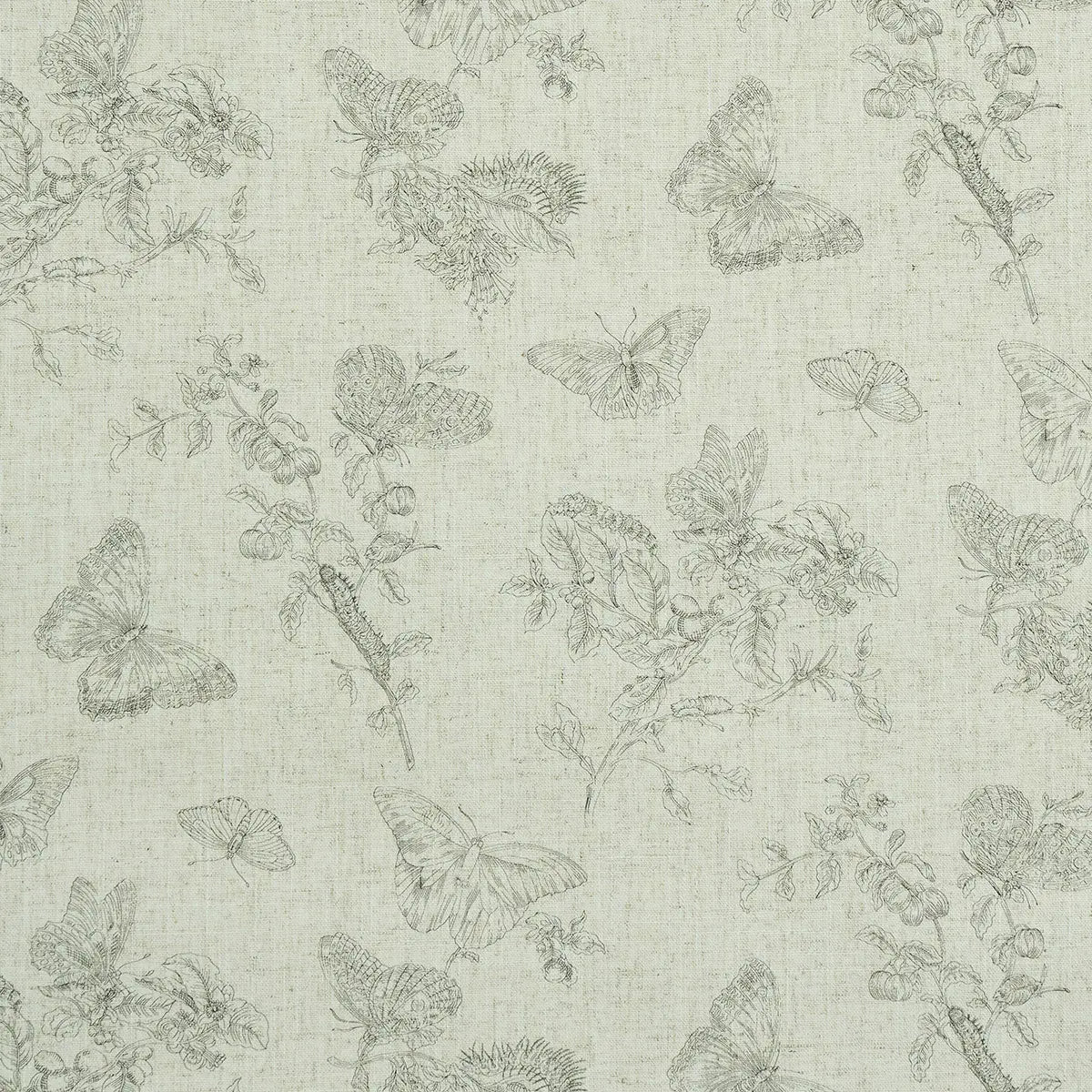Baudin Butterfly Linen - Black - Schumacher 5011830 Wallcovering - Schumacher Wallpaper