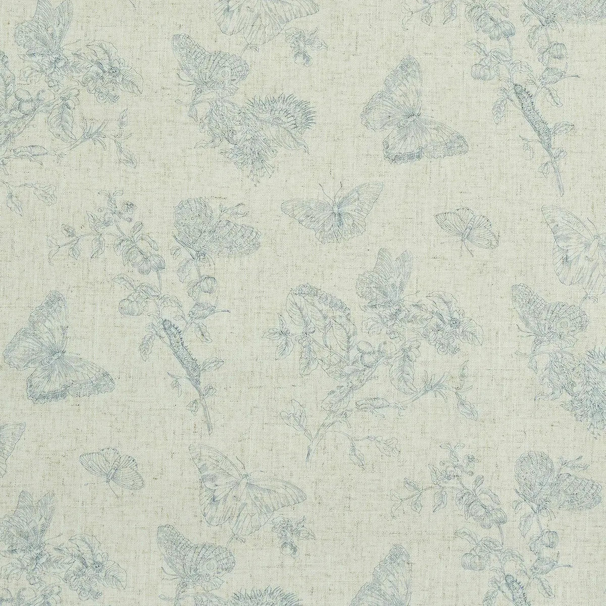 Baudin Butterfly Linen - Blue - Schumacher 5011831 Wallcovering - Schumacher Wallpaper