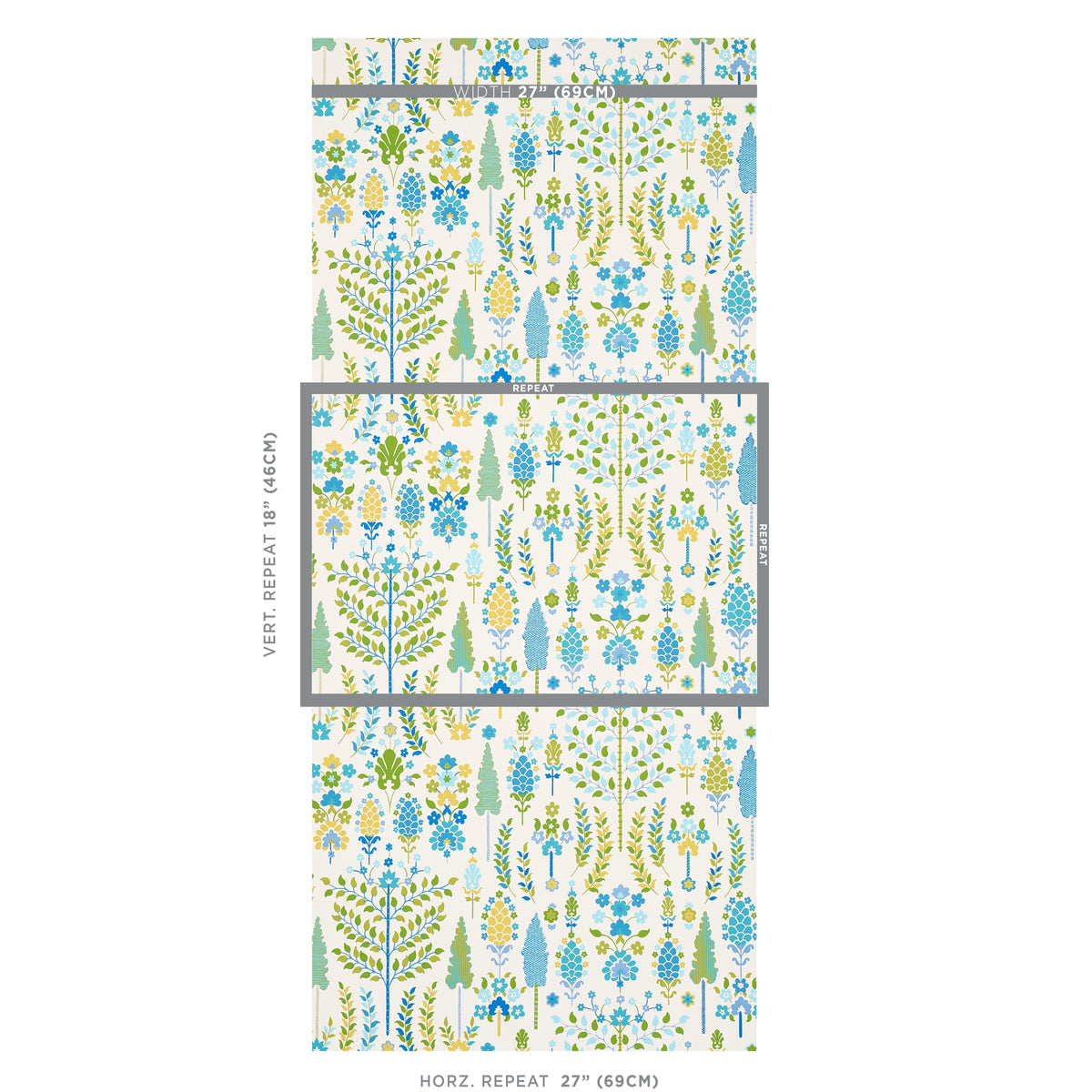 Desna Peacock wallpaper by Schumacher, 5011850 — view 2 - Schumacher Wallpaper
