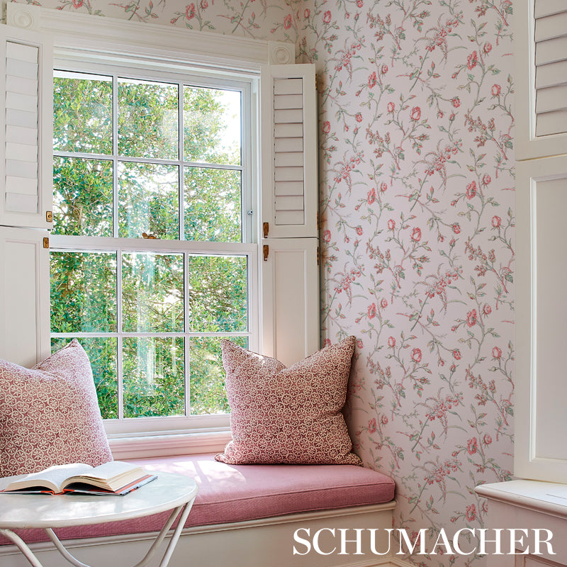 Beluze Magenta wallpaper by Schumacher, 5011982 — view 5 - Schumacher Wallpaper