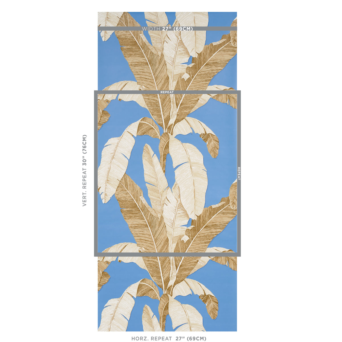 Erisimo Blue wallpaper by Schumacher, 5012112 — view 2 - Schumacher Wallpaper