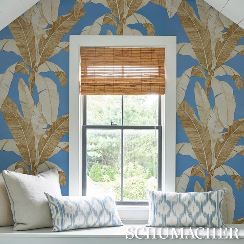 Erisimo Blue wallpaper by Schumacher, 5012112 — view 4 - Schumacher Wallpaper