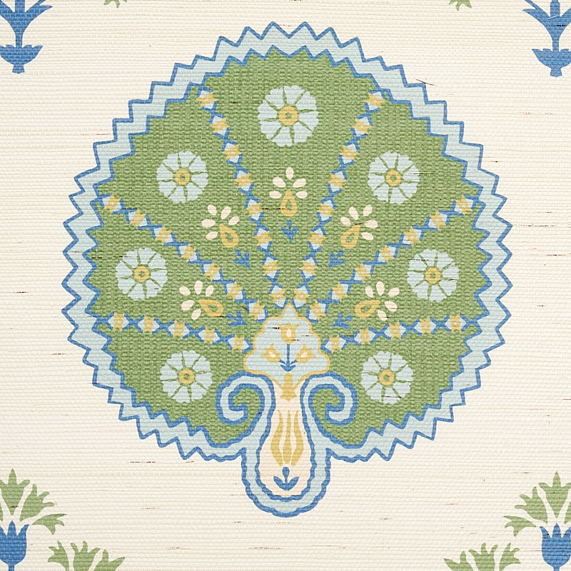 Chamba Crown Sisal Green wallpaper by Schumacher, 5012280 — view 3 - Schumacher Wallpaper