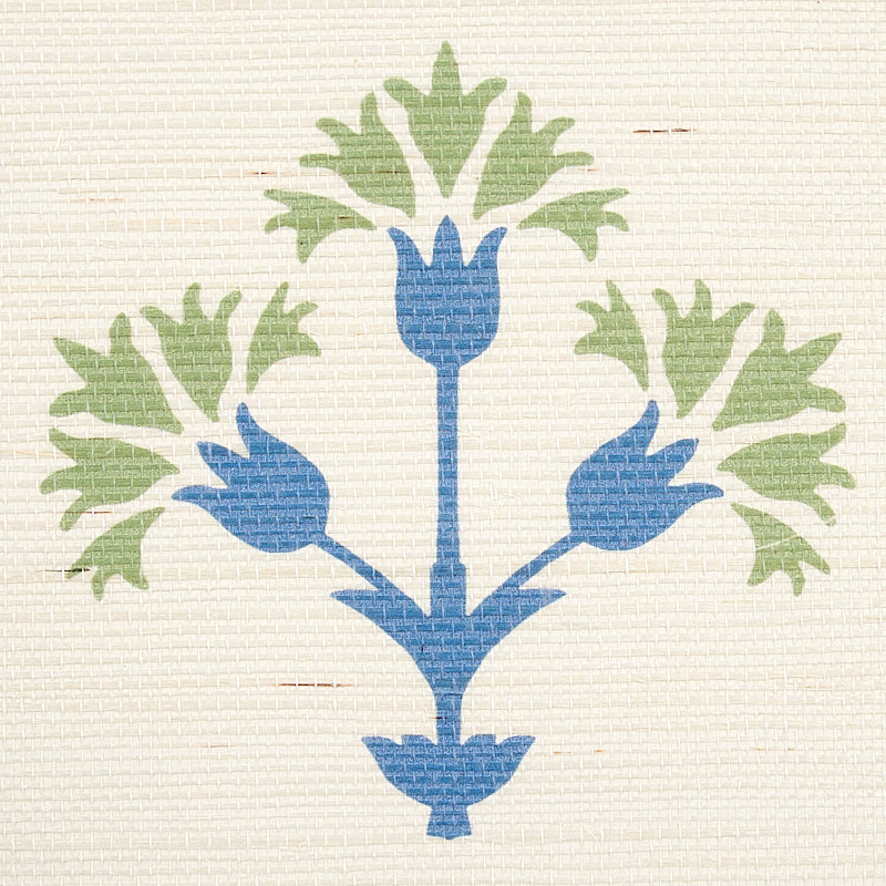 Chamba Crown Sisal Green wallpaper by Schumacher, 5012280 — view 4 - Schumacher Wallpaper