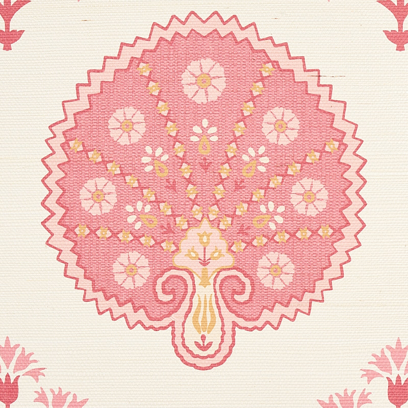 Chamba Crown Sisal Pink wallpaper by Schumacher, 5012281 — view 3 - Schumacher Wallpaper