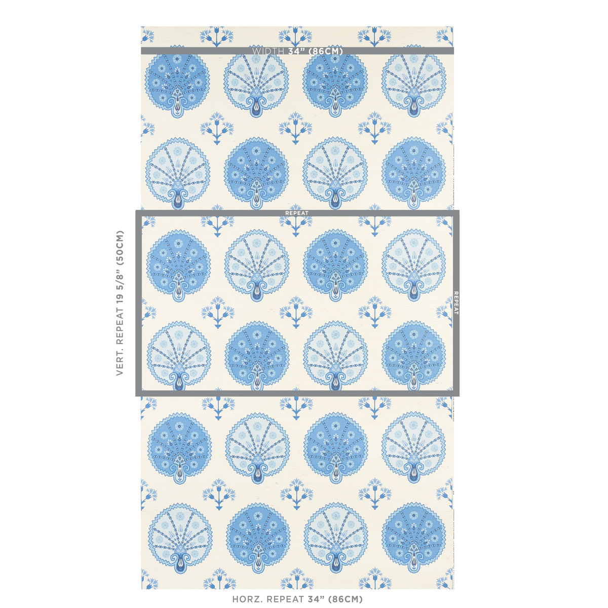 Chamba Crown Sisal Blue wallpaper by Schumacher, 5012282 — view 2 - Schumacher Papel pintado
