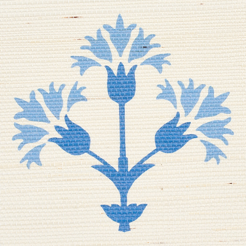 Chamba Crown Sisal Blue wallpaper by Schumacher, 5012282 — view 4 - Schumacher Papel pintado