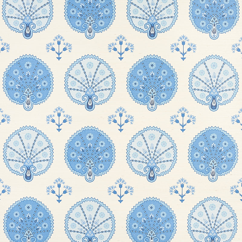 Chamba Crown Sisal Blue wallpaper by Schumacher, 5012282 - Schumacher Papel pintado