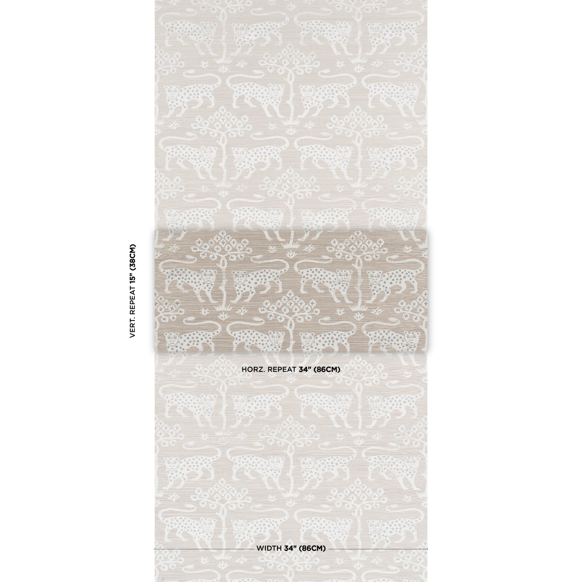 Woodland Leopard Sisal - Silver - Schumacher 5012304 Wallpaper - Schumacher Wallpaper