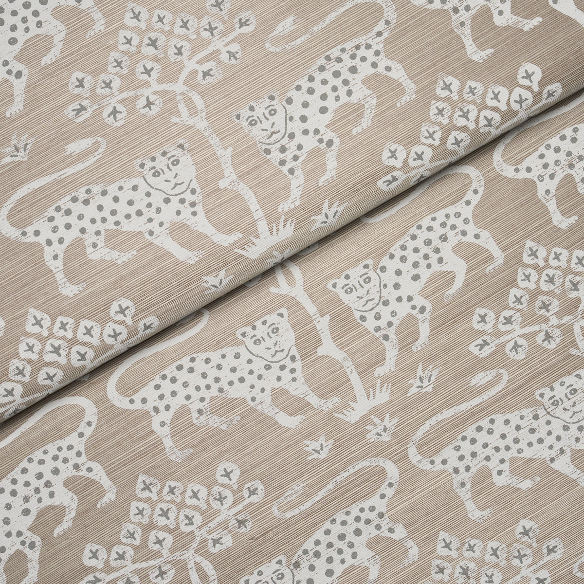 Woodland Leopard Sisal - Silver - Schumacher 5012304 Wallpaper - Schumacher Wallpaper