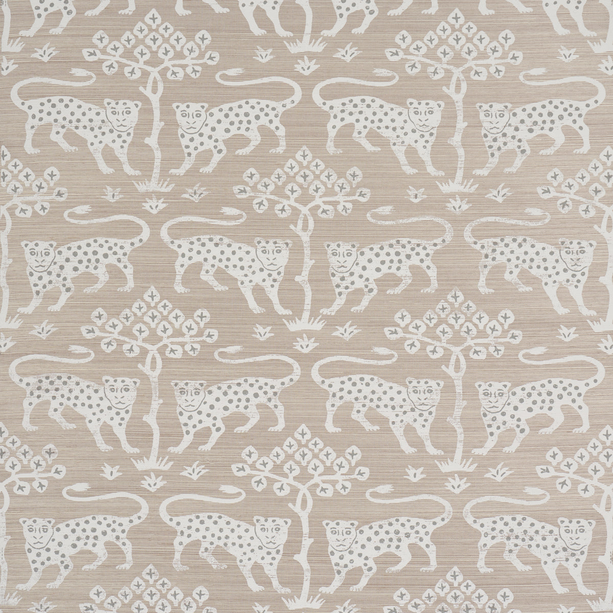 Woodland Leopard Sisal - Silver - Schumacher 5012304 Wallpaper - Schumacher Wallpaper