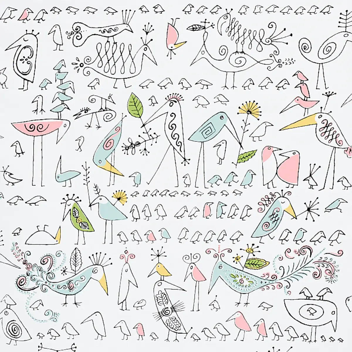Aviary - Soft Multi - Schumacher 5012780 Wallcovering - Schumacher Wallpaper